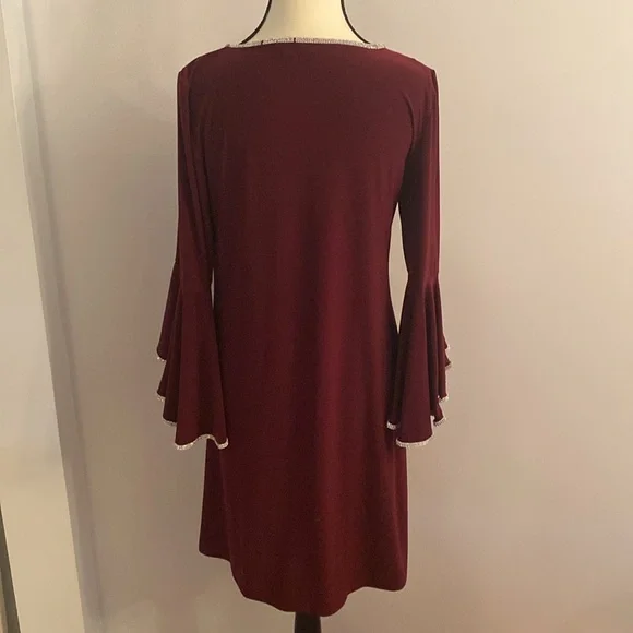Badgley Mischka studio size small dress maroon with silver stones - Picture 7 of 15